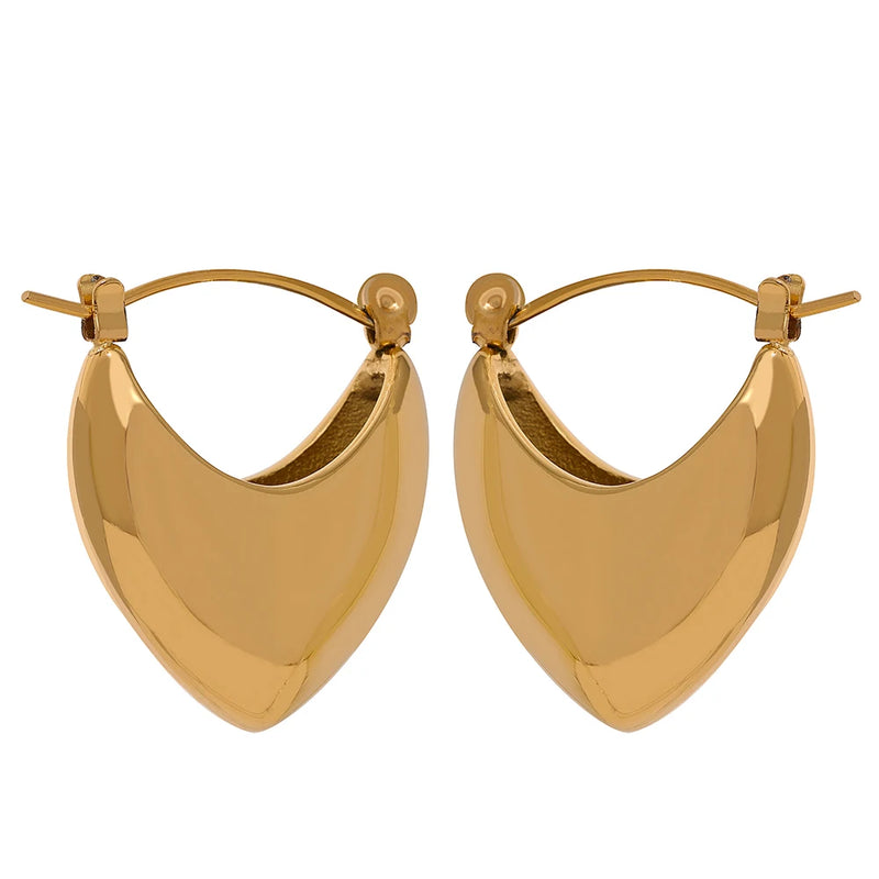 Stainless Steel Metal Golden Texture Minimalist Smooth Earrings