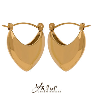 Stainless Steel Metal Golden Texture Minimalist Smooth Earrings