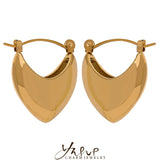 Stainless Steel Metal Golden Texture Minimalist Smooth Earrings