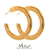 Thick Hoop Earrings Stainless Steel Metal Texture Waterproof