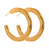 Thick Hoop Earrings Stainless Steel Metal Texture Waterproof