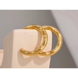 Thick Hoop Earrings Stainless Steel Metal Texture Waterproof