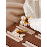 Stainless Steel Pearl Earrings Romantic Women Jewelry Gift