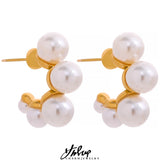 Stainless Steel Pearl Earrings Romantic Women Jewelry Gift