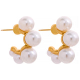 Stainless Steel Pearl Earrings Romantic Women Jewelry Gift