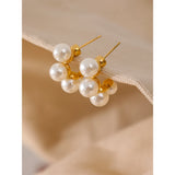 Stainless Steel Pearl Earrings Romantic Women Jewelry Gift