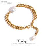 Stainless Steel Natural Pearl Bracelet Minimalist Chain Metal Women