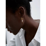 Stainless Steel Pearl Flower Drop Earrings Silver Jewelry