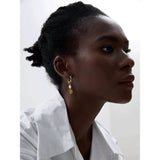 Stainless Steel Pearl Flower Drop Earrings Silver Jewelry