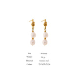 Geometric 18K Plated Pearl Drop Earrings