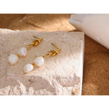 Geometric 18K Plated Pearl Drop Earrings
