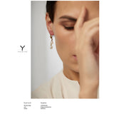 Geometric 18K Plated Pearl Drop Earrings
