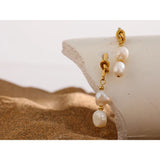 Geometric 18K Plated Pearl Drop Earrings