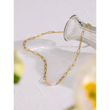 Stainless Steel Pearl Pendant Necklace for Women Girls