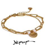 Natural Pearl Shell Chain Bracelet Bangle for Women