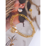Natural Pearl Shell Chain Bracelet Bangle for Women
