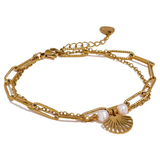 Natural Pearl Shell Chain Bracelet Bangle for Women