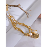 Natural Pearl Shell Chain Bracelet Bangle for Women