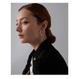 Stainless Steel Pearl Stud Earrings High Metal Golden Women Gift