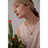 Stainless Steel Agate Pendant Necklace Women Collar Neckl