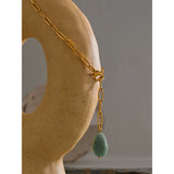 Stainless Steel Agate Pendant Necklace Women Collar Neckl