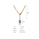 Stainless Steel Agate Pendant Necklace Women Collar Neckl