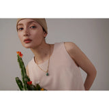 Stainless Steel Agate Pendant Necklace Women Collar Neckl