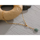 Stainless Steel Agate Pendant Necklace Women Collar Neckl