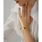 Green Aventurine Stainless Steel Cuff Bracelet
