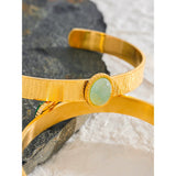 Green Aventurine Stainless Steel Cuff Bracelet