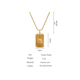 Stainless Steel Necklace 18K PVD Plated Square Pendant