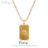 Stainless Steel Necklace 18K PVD Plated Square Pendant