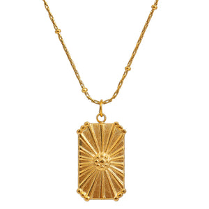 Stainless Steel Necklace 18K PVD Plated Square Pendant