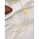 Stainless Steel Necklace 18K PVD Plated Square Pendant