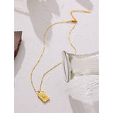 Stainless Steel Necklace 18K PVD Plated Square Pendant