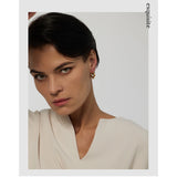 Stainless Steel Round Bead Hoop Earrings Stylish Metalic Small Earrings