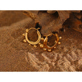 Stainless Steel Round Bead Hoop Earrings Stylish Metalic Small Earrings