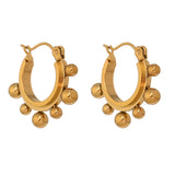 Stainless Steel Round Bead Hoop Earrings Stylish Metalic Small Earrings