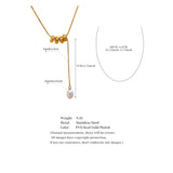 Stainless Steel Beads Chain Drop Pearls Necklace Charm Jewelry