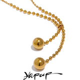 Stainless Steel Round Beads Short Chain Necklace Women Silver Metal Jewelry
