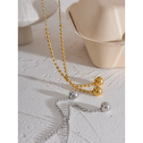 Stainless Steel Round Beads Short Chain Necklace Women Silver Metal Jewelry