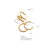 Stainless Steel Big Hoop Earrings CZ PVD 18k-Plated Geometric Golden