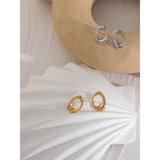 Stainless Steel Round Hollow Stud Earrings Minimalist Metal