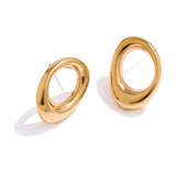 Stainless Steel Round Hollow Stud Earrings Minimalist Metal