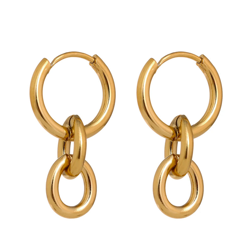 Stainless Steel Round Huggie Earrings Minimalist Charm Jewelry