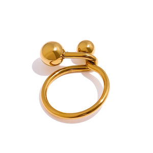Stainless Steel Statement Golden Metal Rope Ring for Women