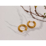 Stainless Steel Round Star CZ Hoop Earrings Golden Huggie