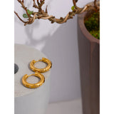 Stainless Steel Round Star CZ Hoop Earrings Golden Huggie