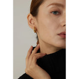 Stainless Steel Round Star CZ Hoop Earrings Golden Huggie