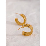 Golden Hoop Earrings Cubic Zirconia Waterproof Jewelry